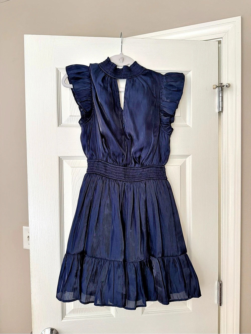 Lulus Mini Ruffle Sleeve Dress in Blue Size XS